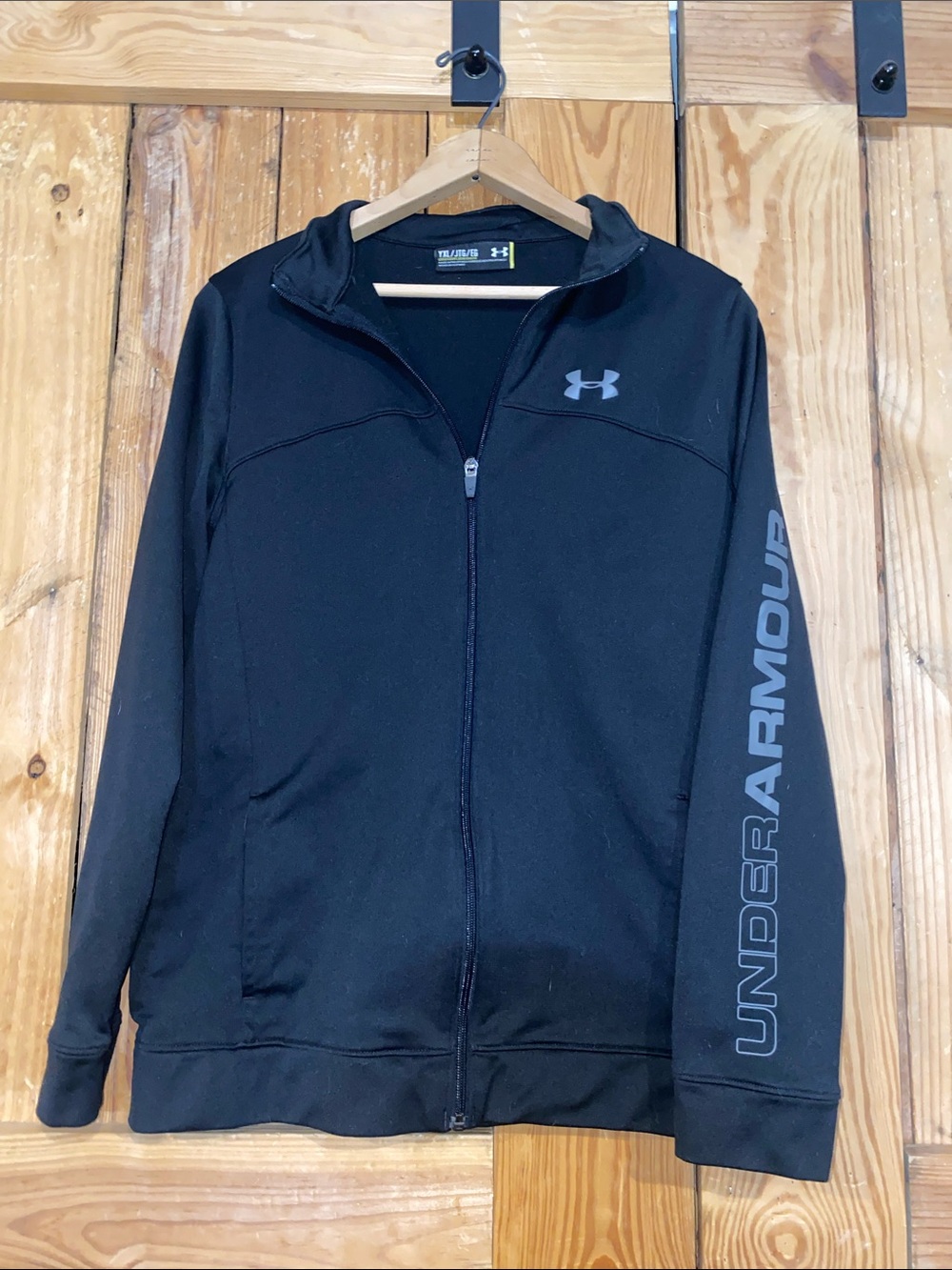Under Armour Black Full Zip Hoodie with Sleeve Logo